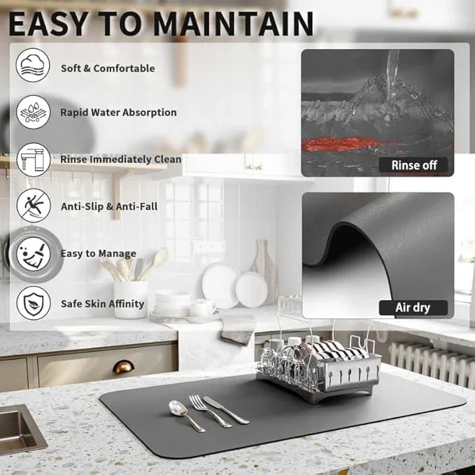 DryEdge™ – Absorbent Sink Mat | Quick-Dry, Anti-Slip Base | For Wet Counters & Dish Racks