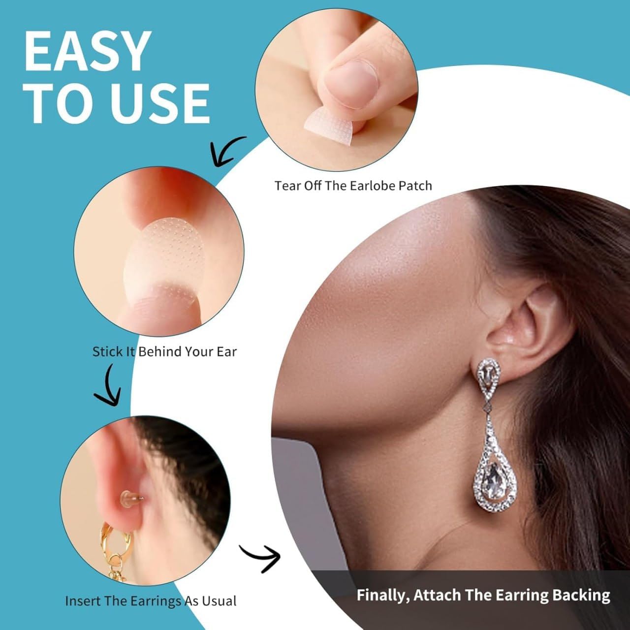 Invisible Premium Earlobe Support Patches for Heavy Earrings (300 Pack)