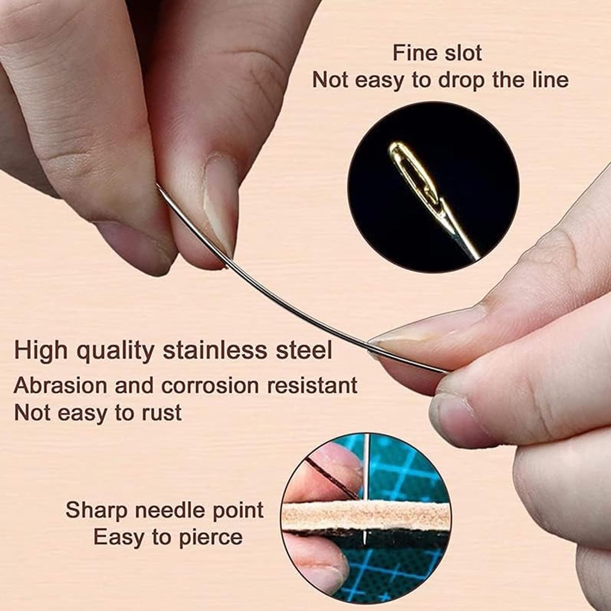 30PCS Easy Self-Threading Quilting Needles Set with Wooden Storage Case