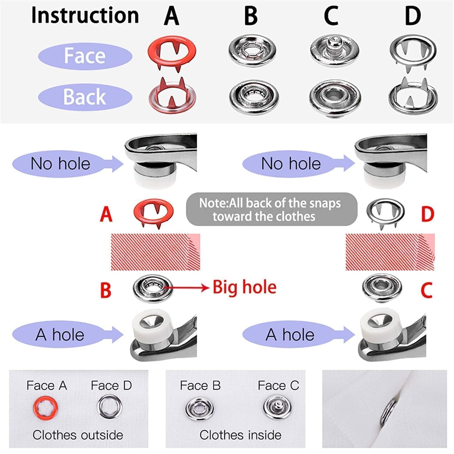 Snap Button Tool Kit, 100 Sets