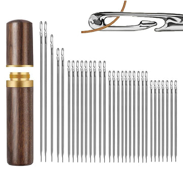 30PCS Easy Self-Threading Quilting Needles Set with Wooden Storage Case