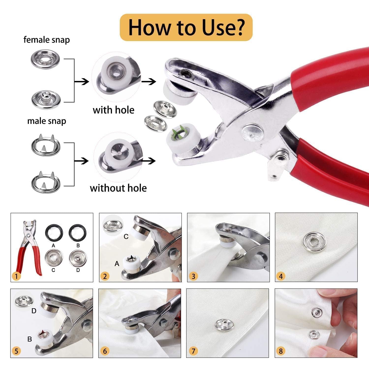 Snap Button Tool Kit, 100 Sets
