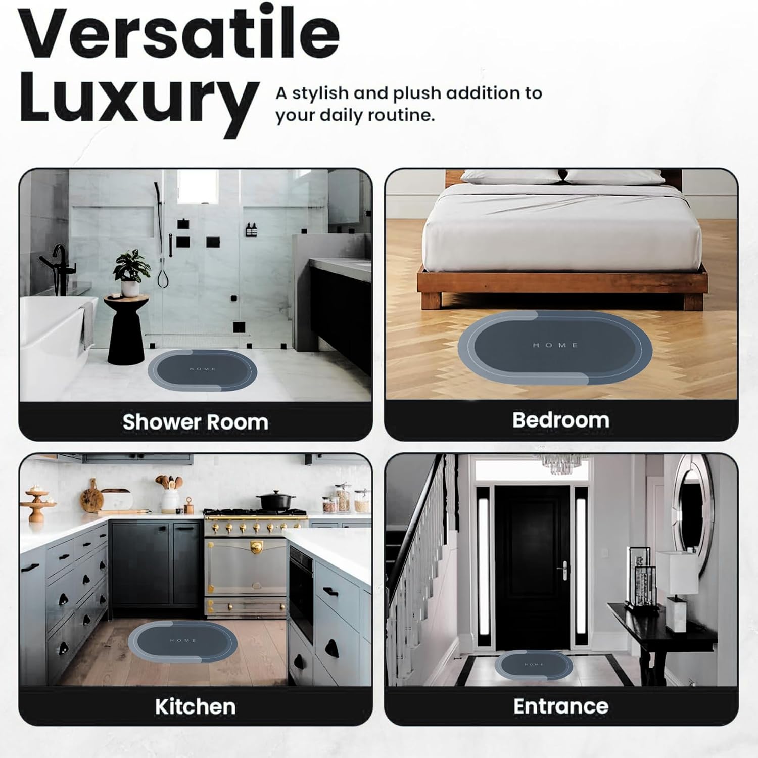 Anti-Slip Bathroom Mat | Water-Absorbing Rubber Doormat for Home, Kitchen, Washroom & Office | Non-Slip Rectangular Floor Mat