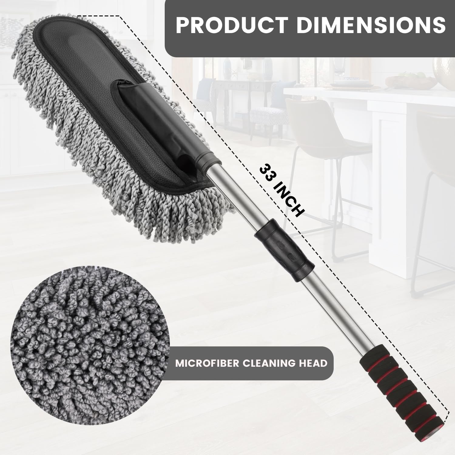Soft Microfiber Car Duster Brush with Extendable Handle