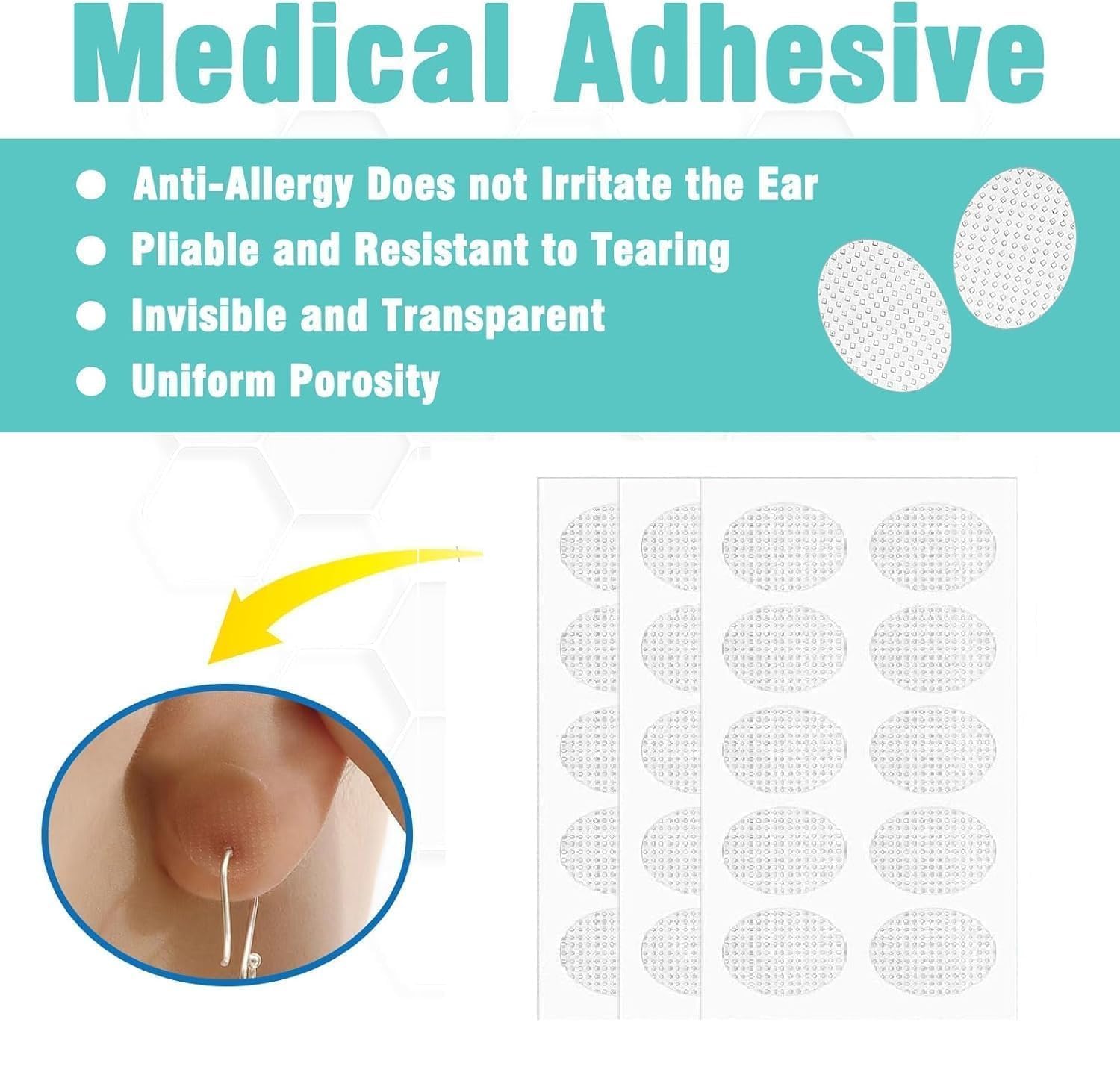 Invisible Premium Earlobe Support Patches for Heavy Earrings (300 Pack)