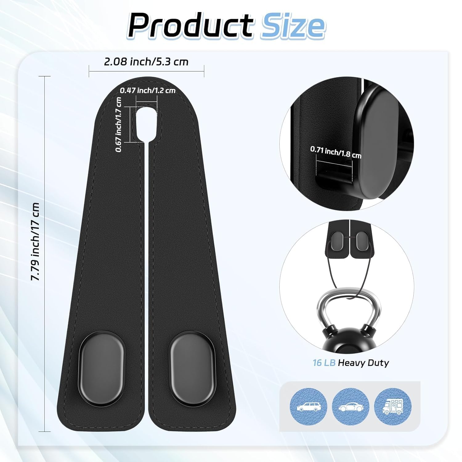 2 in 1 Car Back Seat Headrest Hooks (pack of 2)