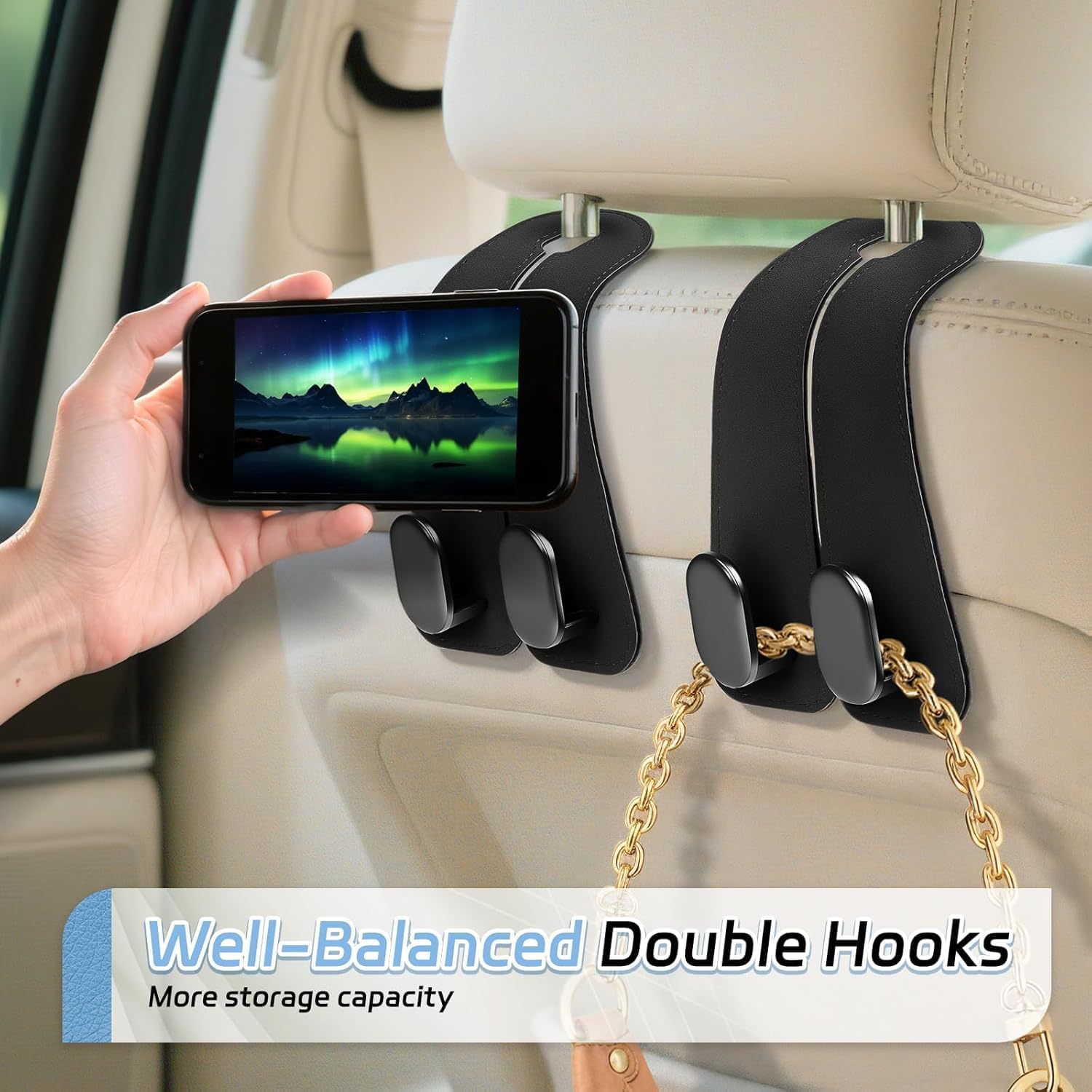 2 in 1 Car Back Seat Headrest Hooks (pack of 2)