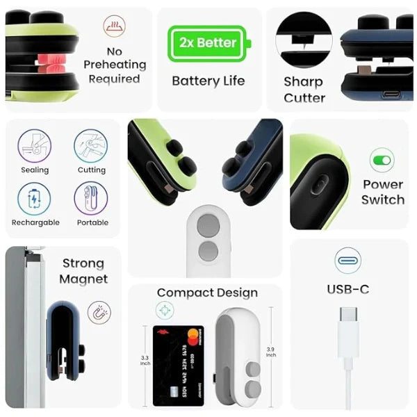 FreshLock™ – Portable Mini Sealer | No Preheating Needed | Airtight Seal