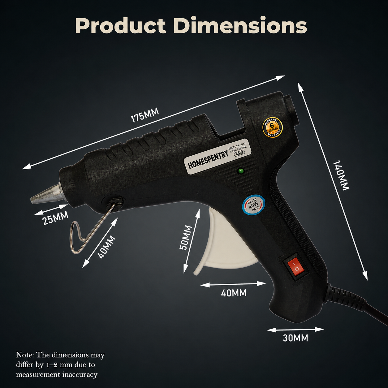 40 W Glue Gun with 5 Hot Melt Glue Sticks