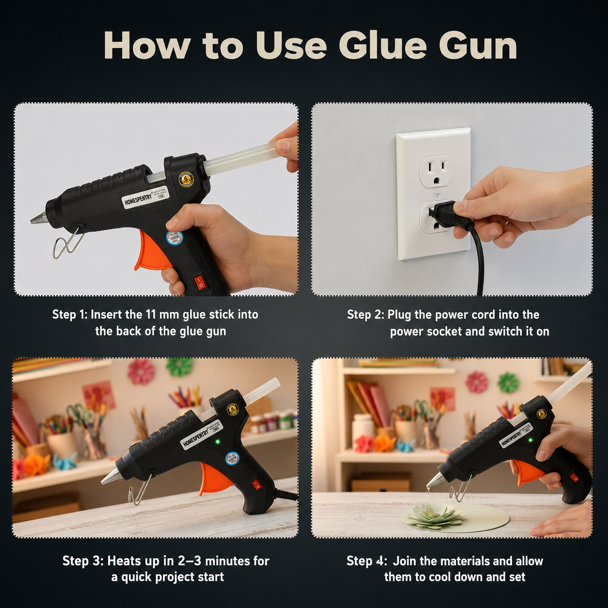 40 W Glue Gun with 5 Hot Melt Glue Sticks