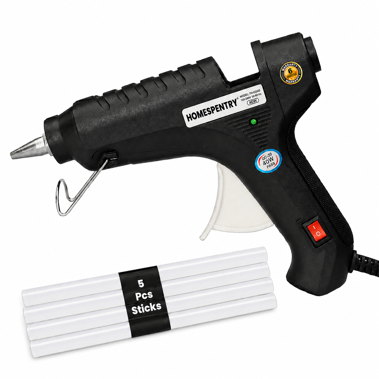 40 W Glue Gun with 5 Hot Melt Glue Sticks