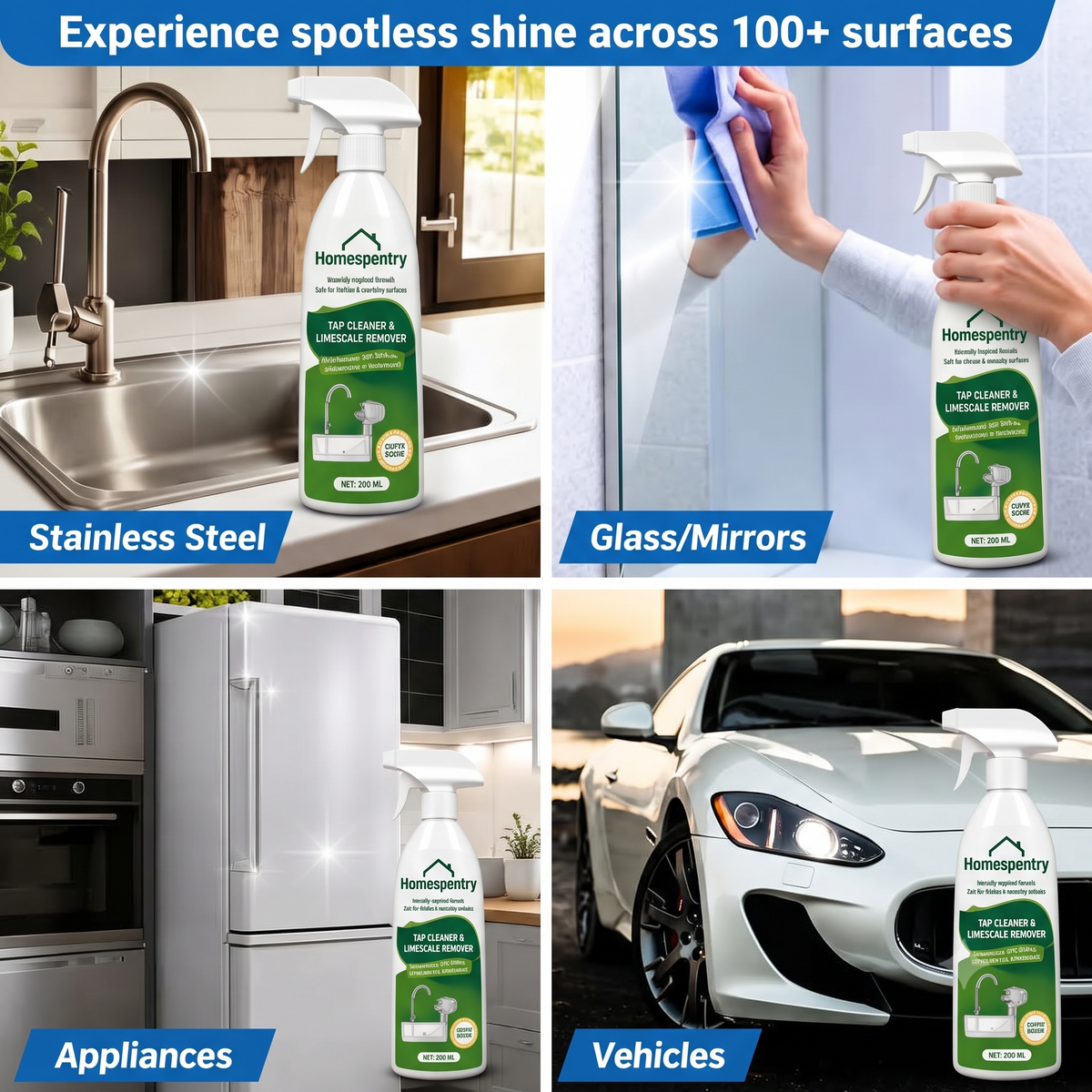 All Purpose Cleaner Suitable for Kitchen, Bathroom, Tap, Shower, Tiles, Mirror | Buy 1 Get 2 Free|